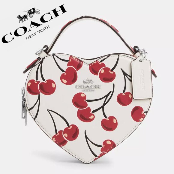 🍒 Coach Heart Crossbody Bag With Cherry Print - Picture 1 of 8